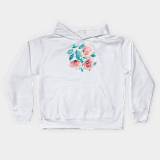 Watercolor Pink and Turquoise Botanical Arrangement 4 Kids Hoodie